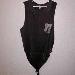 V neck body suit tank top